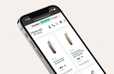 The Wholesale Hearing mobiel website.