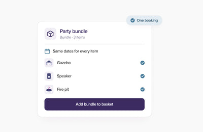 Selling hire bundles when every item has its own booking