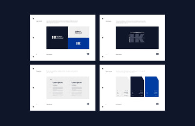 4 tiles containing Hulley & Kirkwood brand guidelines.