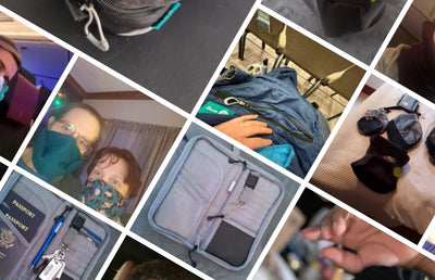 A grid of images showcasing the TRTL travel pillow.