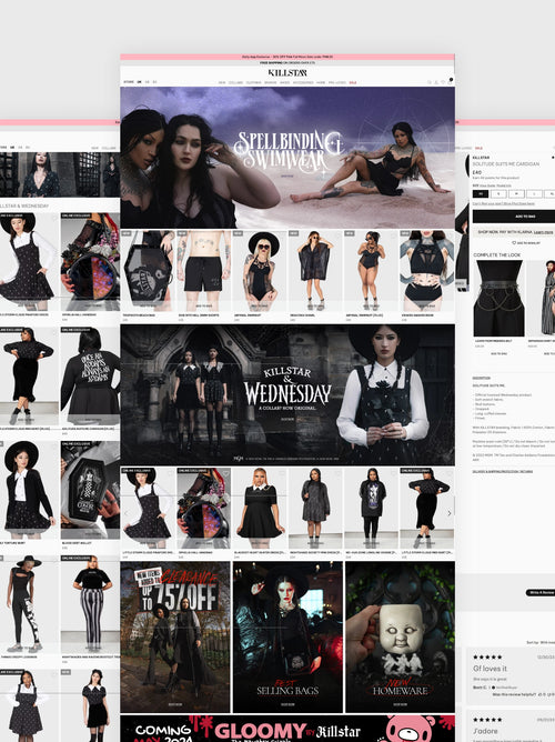 Various screenshots of the Killstar desktop website.