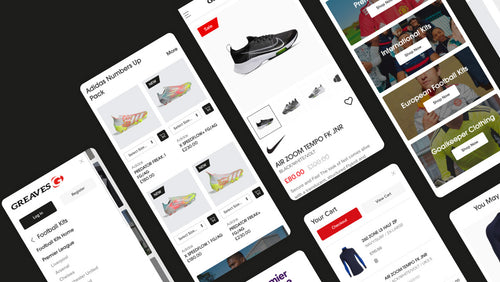 The Greaves Sports mobile website.