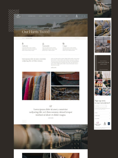 The Harris Tweed Hebrides desktop website.