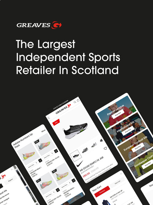 The Greaves sports mobile website with text saying 