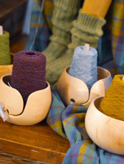 3 yearn products in the New Lanark spinning store.