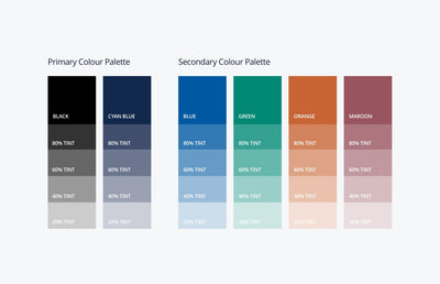 A range of colour palettes.
