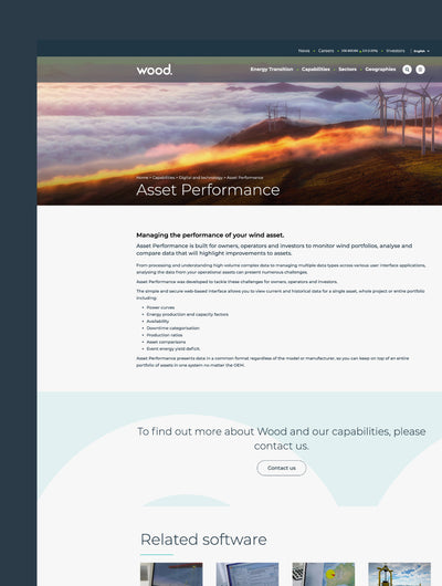 The Wood group desktop website.