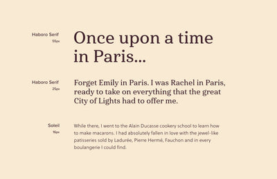 Font sizes for Mademoiselle Macaron.