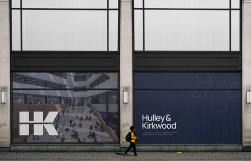 Hulley & Kirkwood branding on the side of a building.