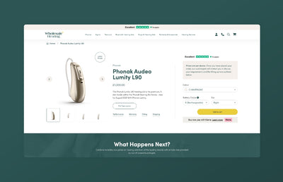 A product page on the Wholesale hearing desktop website.