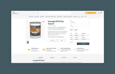 A product page on the new Platinum Chemicals Shopify website.