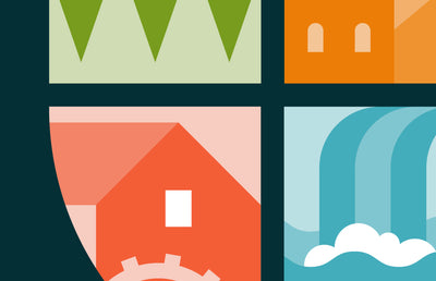 4 icons from the new Discover Lanark logo.