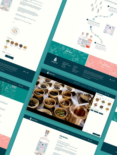 Screenshots of the Inspirited gin website.