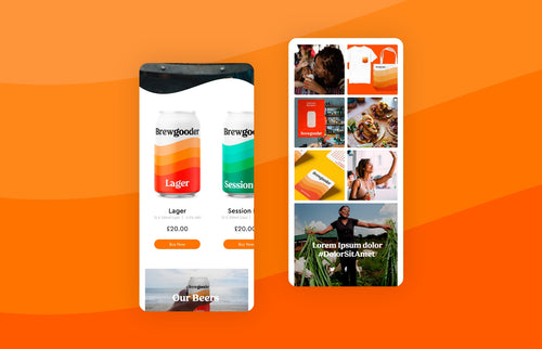 Two images of the Brewgooder mobile website.