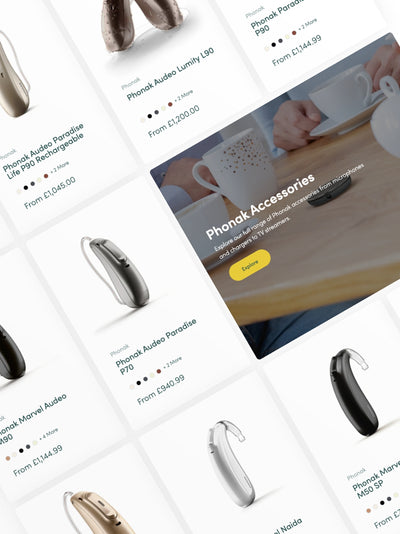 A Phonak collection page on the Wholesale Hearing website.