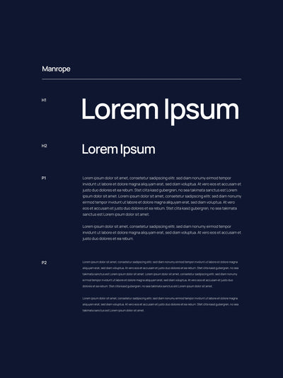 Lorem Ipsum text on a blue background to demonstrate different font sizes.