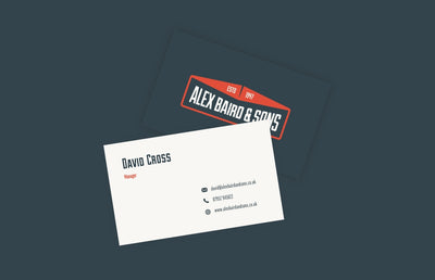 Alex Baird Handling logo with a business card embedded over the top.