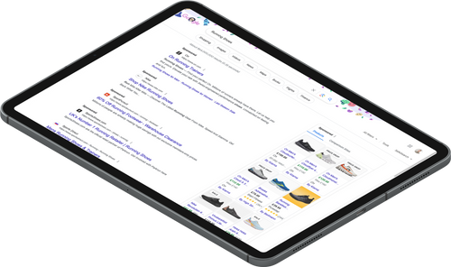 A google search results page on an iPad.