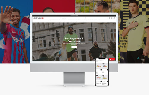 The Greaves sports website on an Apple Mac and iPhone.