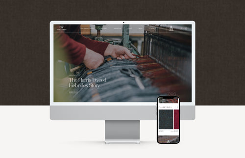 The Harris Tweed website on an Apple Mac and an iphone.