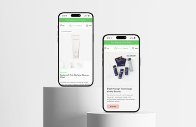 Two mobile pages on the Aesthetic Source website.
