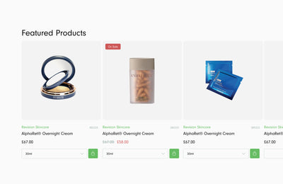 A Featured products panel on a website.