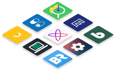 9 Shopify app icons in a grid.
