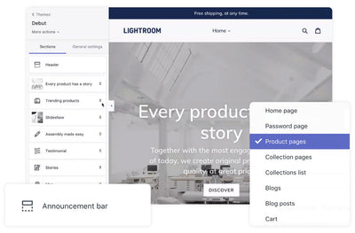 The Shopify theme customiser.