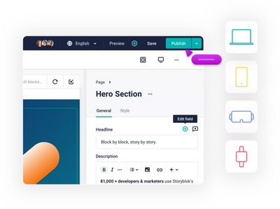 A screenshot of the Storyblok back end.
